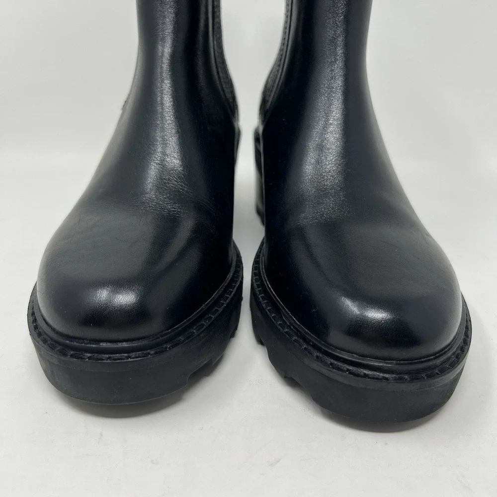 Madewell Gwenda Women's 8 Platform Ankle Chelsea Boots Black Stacked Heel NN019 - Picture 7 of 14